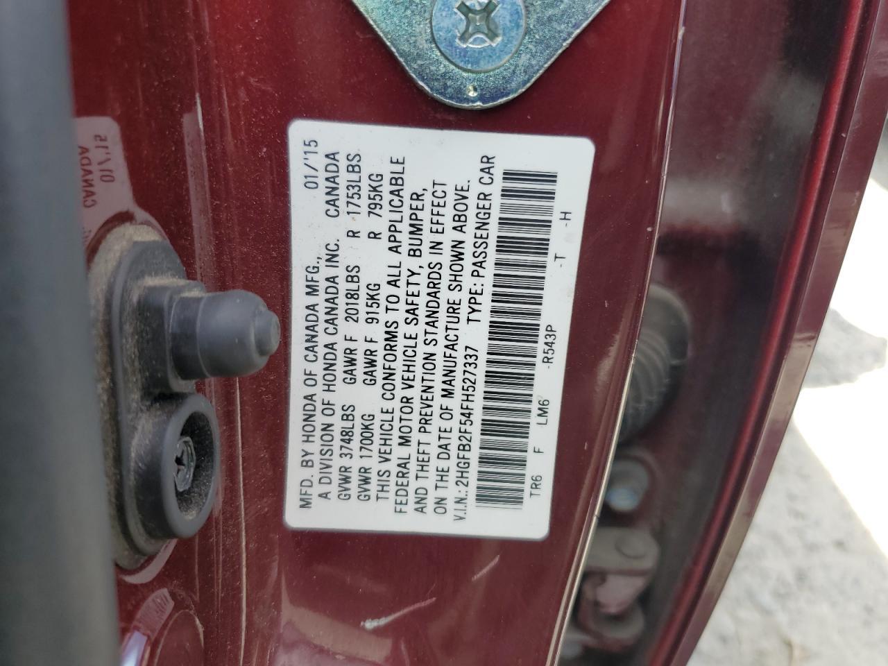 2HGFB2F54FH527337 2015 HONDA CIVIC - Image 12