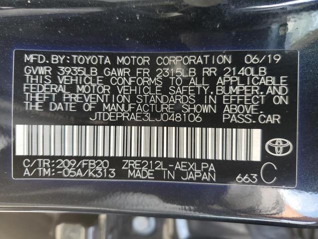 JTDEPRAE3LJ048106 2020 TOYOTA COROLLA - Image 12