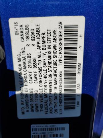 2HGFC3B32JH353896 2018 HONDA CIVIC - Image 12