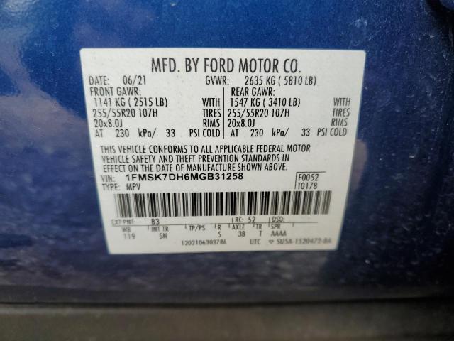 1FMSK7DH6MGB31258 2021 FORD EXPLORER - Image 14