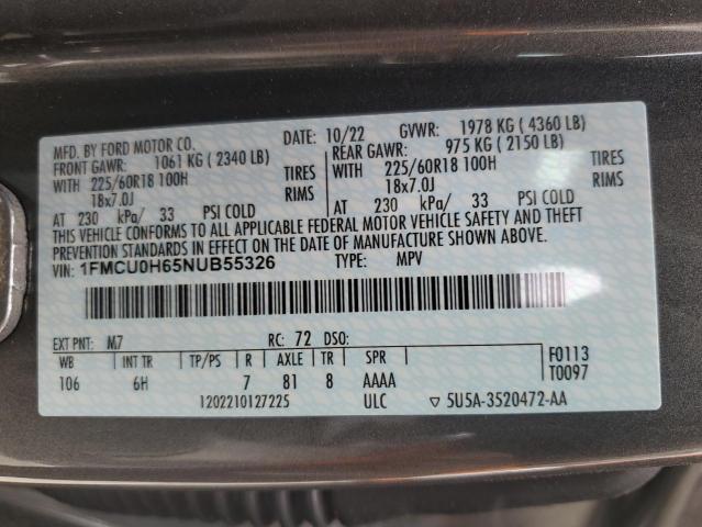 1FMCU0H65NUB55326 2022 FORD ESCAPE - Image 12