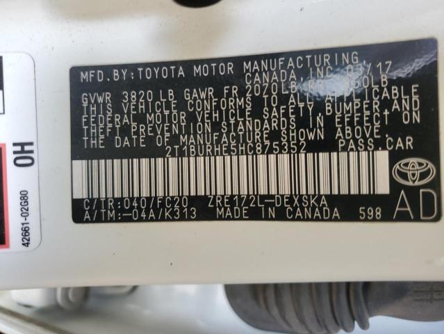 2T1BURHE5HC875352 2017 TOYOTA COROLLA - Image 12