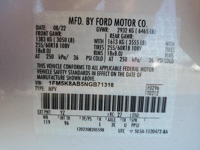 1FM5K8AB5NGB71318 2022 FORD EXPLORER - Image 13