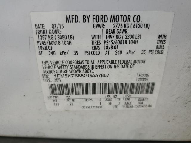 1FM5K7B85GGA57867 2016 FORD EXPLORER - Image 13