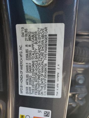 1HGCV1F35KA084756 2019 HONDA ACCORD - Image 12